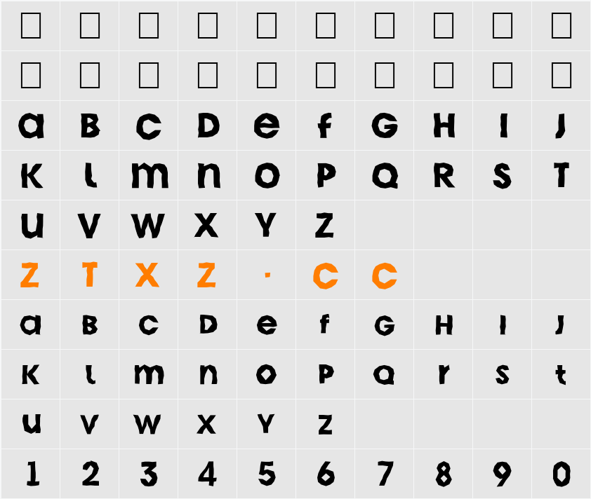 a_AvanteCpsLCBrk 字体映射图