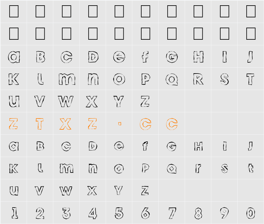 a_AvanteCpsLCBrkHll 字体映射图