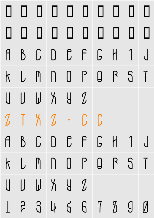 A.D. MONO 字体映射图