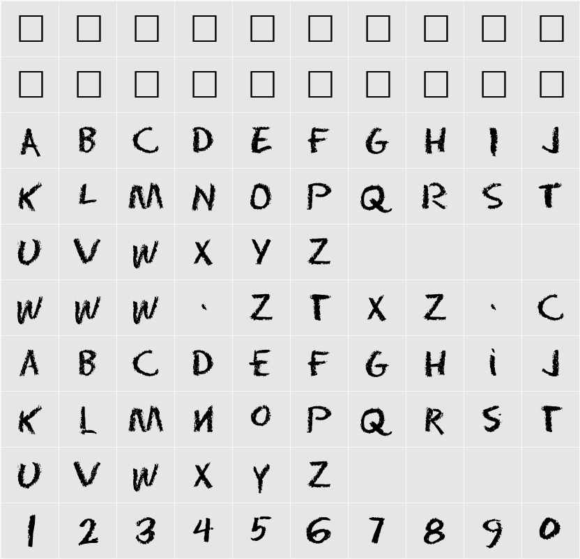 EARNEST 字体映射图