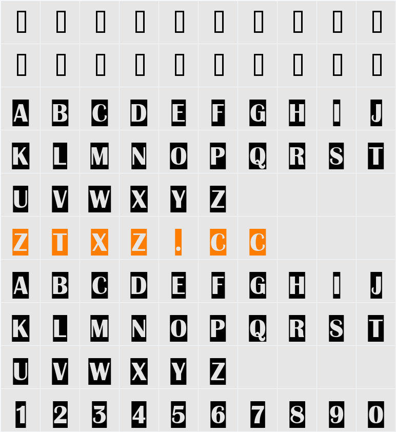 a_AlbionicTitulCm 字体映射图