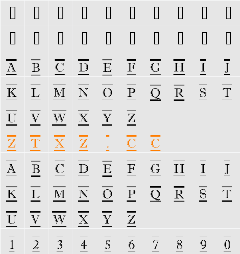 a_AntiqueTitulDcFr 字体映射图