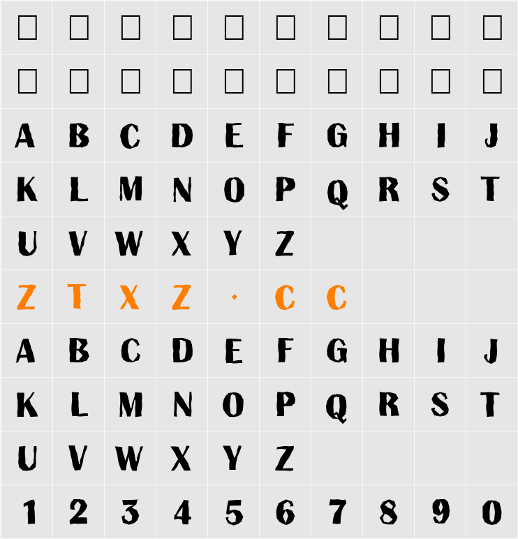 a_AlbionicTitulBrk 字体映射图