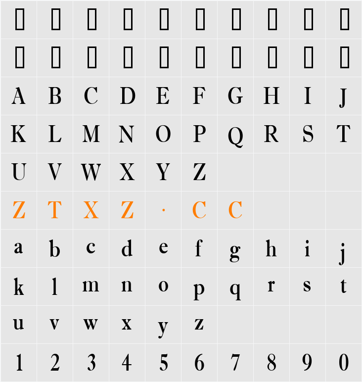 a_AntiqueTradyNr 字体映射图