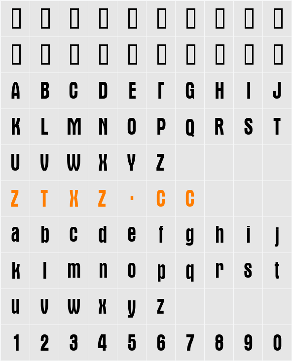 a_AlternaNr 字体映射图