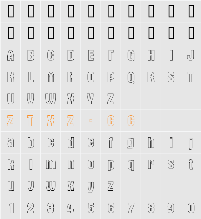 a_AlternaOtl 字体映射图