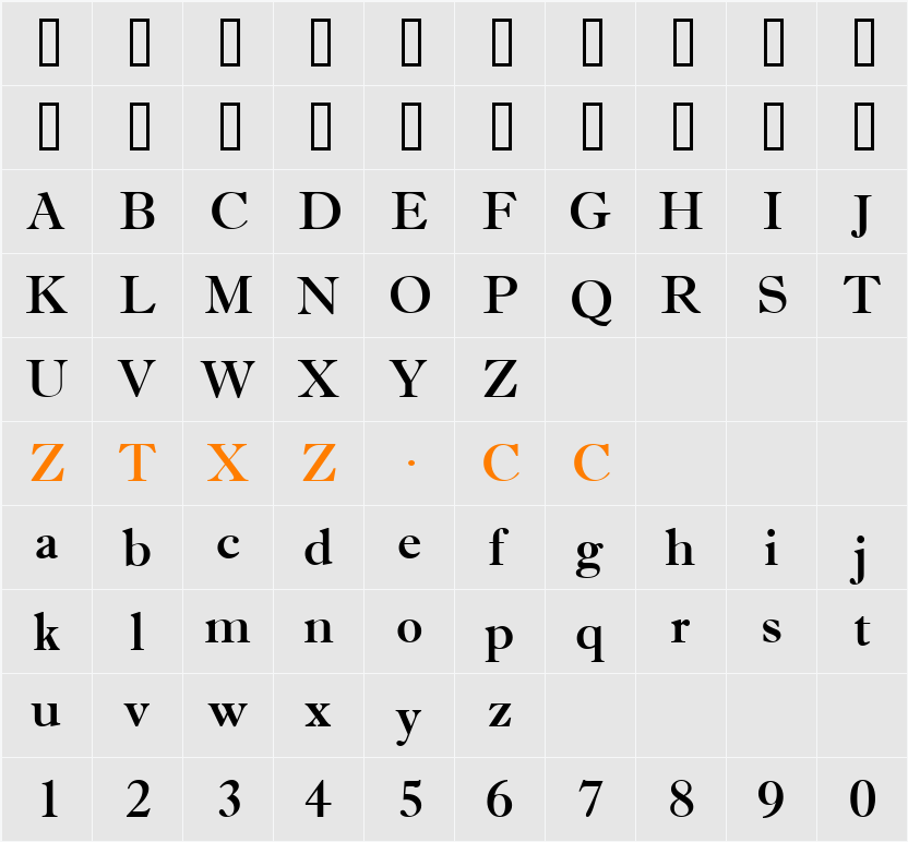 a_AntiqueTrady 字体映射图