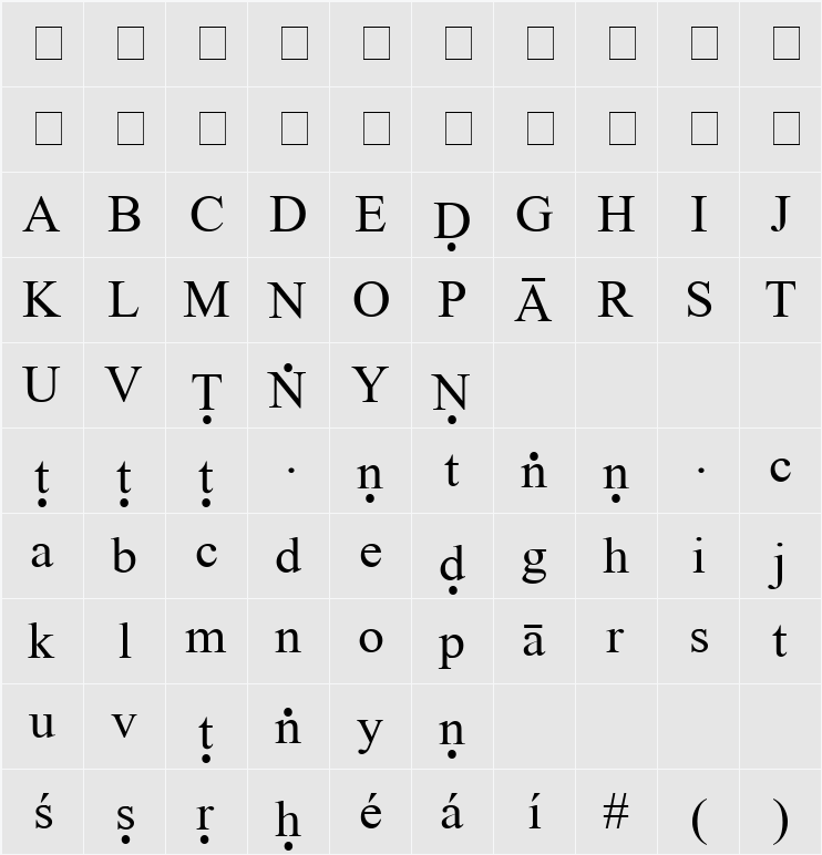 E_ Sansakrit 字体映射图