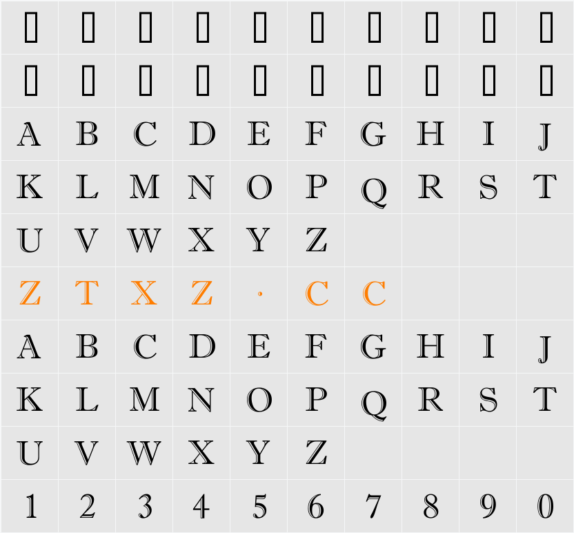 a_AntiqueTitulGr 字体映射图