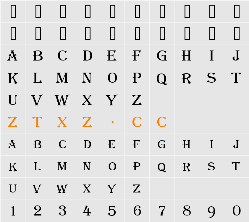 a_AlgeriusCaps 字体映射图