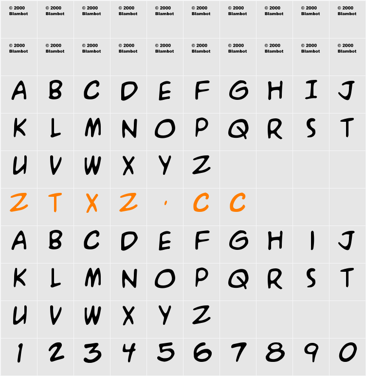 A.C.M.E. Explosive! 字体映射图