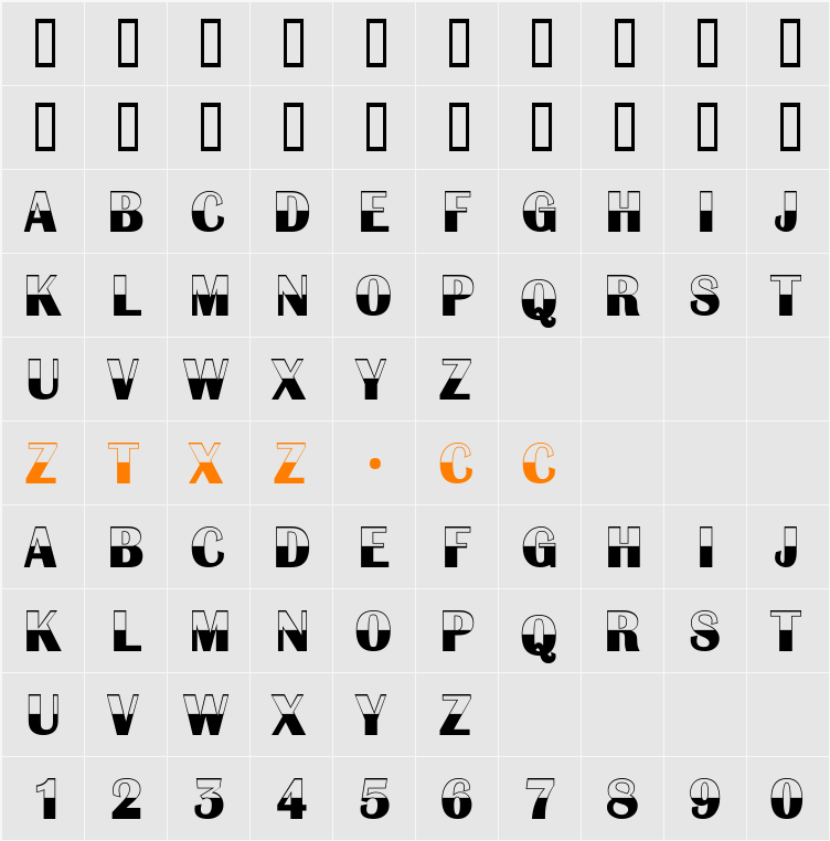 a_AlbionicB&W 字体映射图