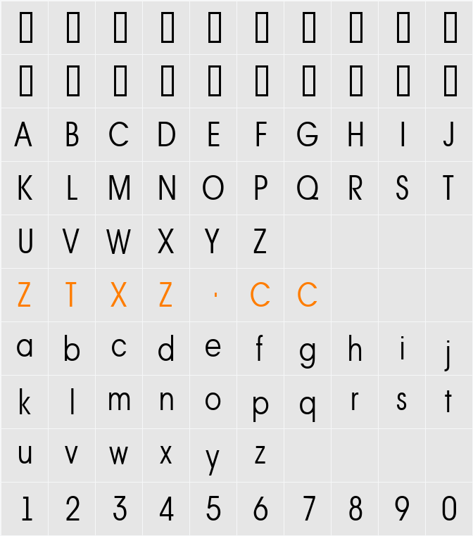 a_AvanteBsNr 字体映射图