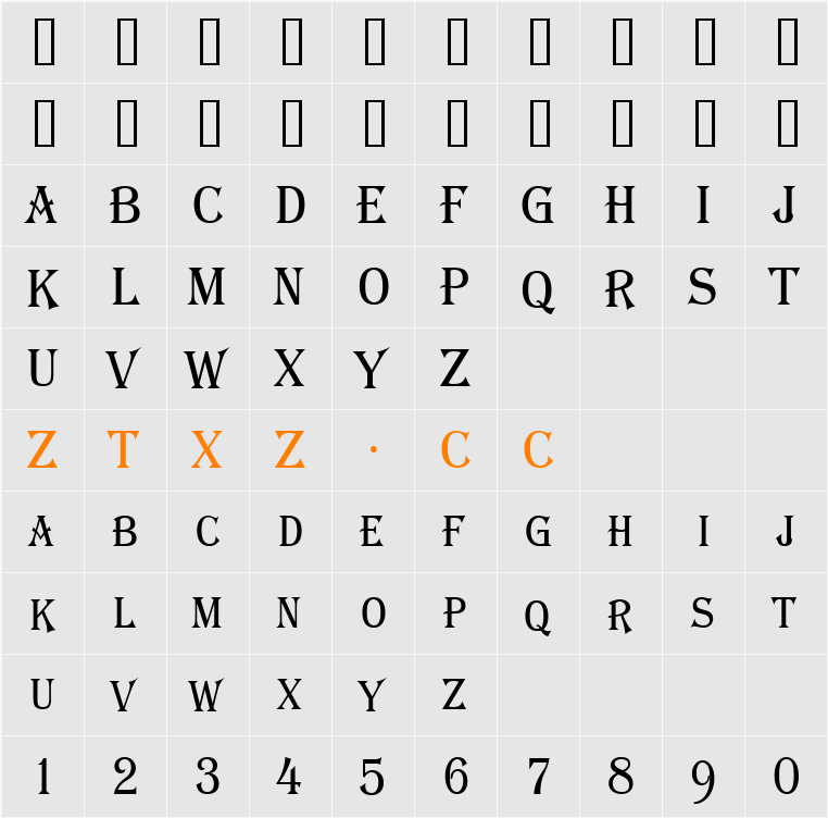 a_AlgeriusCapsNr 字体映射图