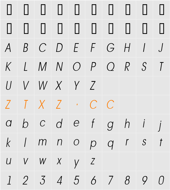 a_AvanteLtNr 字体映射图