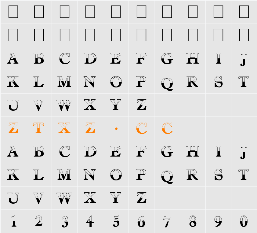 a_AntiqueTradyTtlB&W 字体映射图