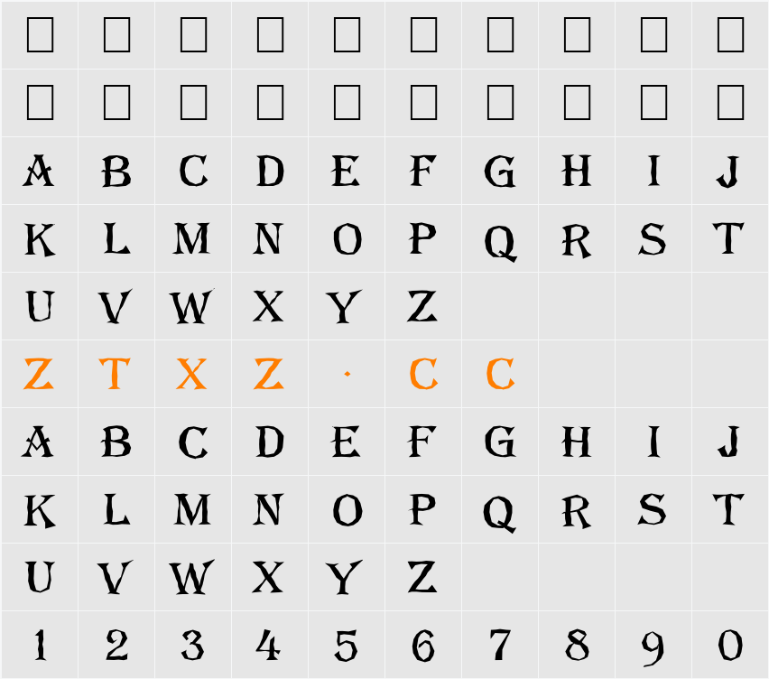 a_AlgeriusBrk 字体映射图