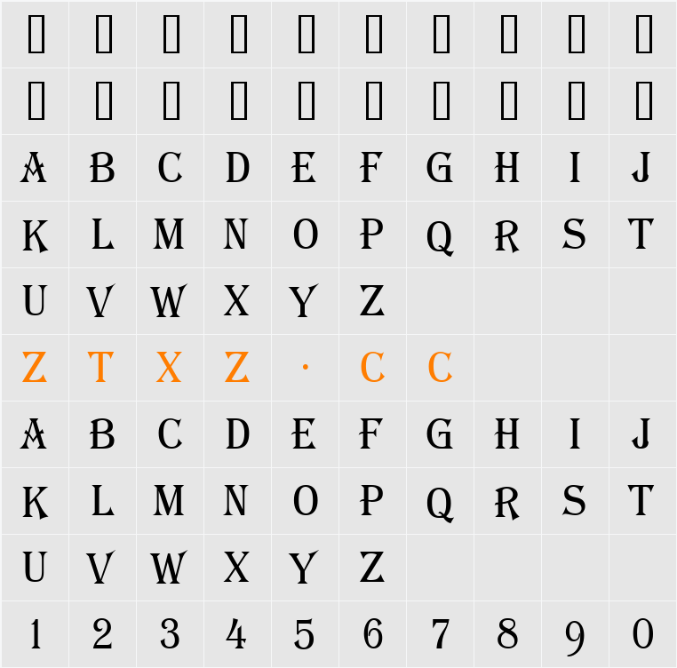a_AlgeriusNr 字体映射图