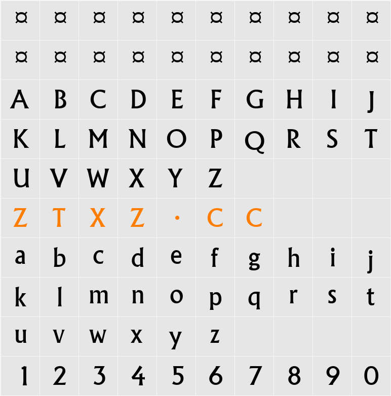a_Allgidus 字体映射图