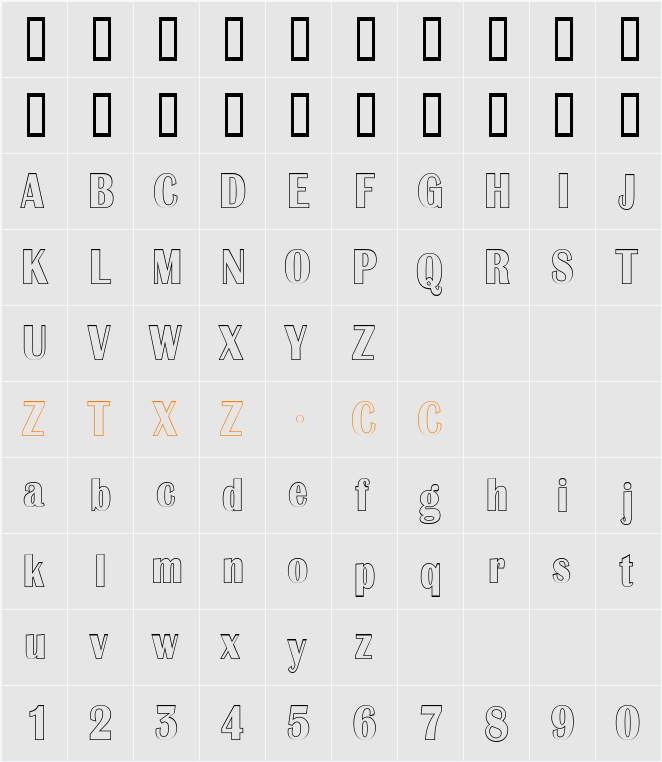 a_AlbionicNrOtl 字体映射图