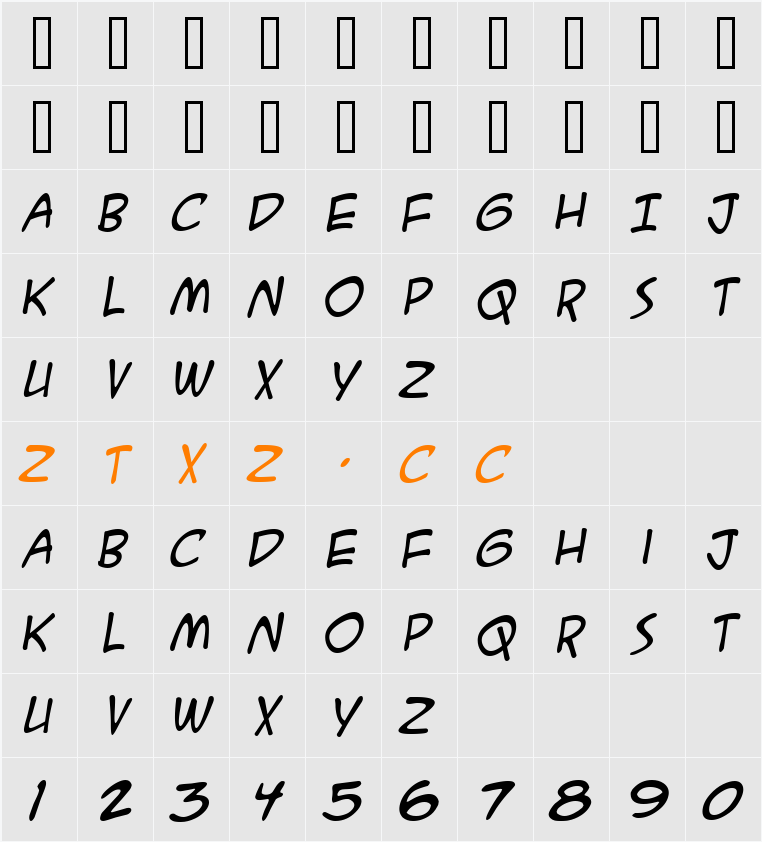 A.C.M.E. Secret Agent 字体映射图