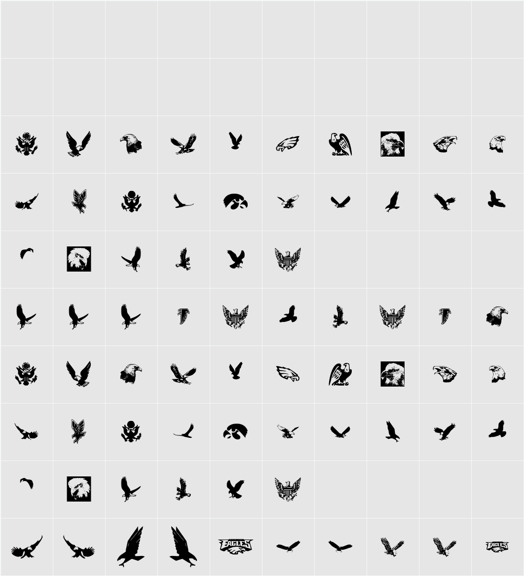 Eaglemania 字体映射图