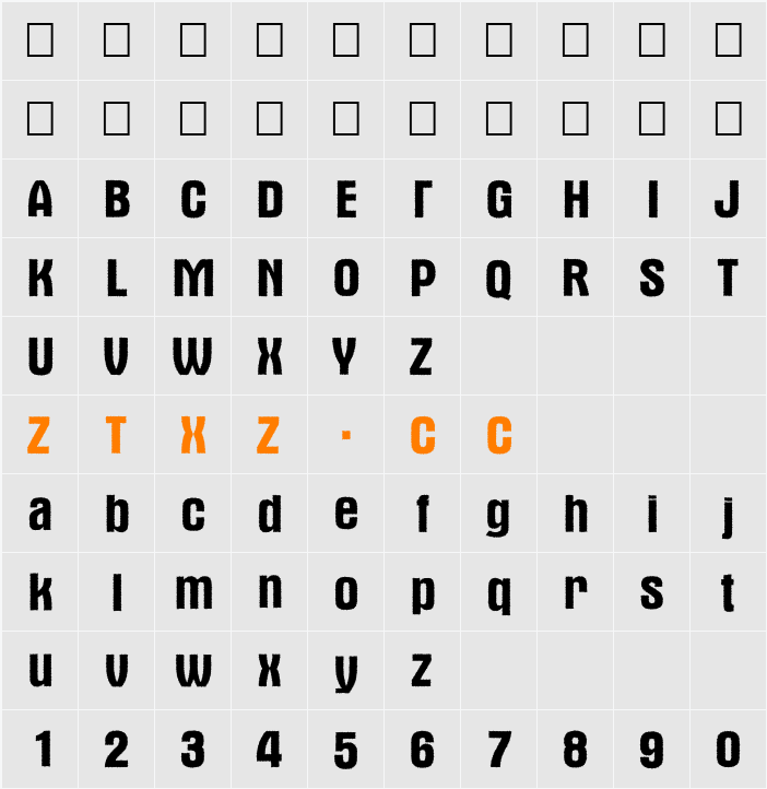 a_AlternaRg 字体映射图
