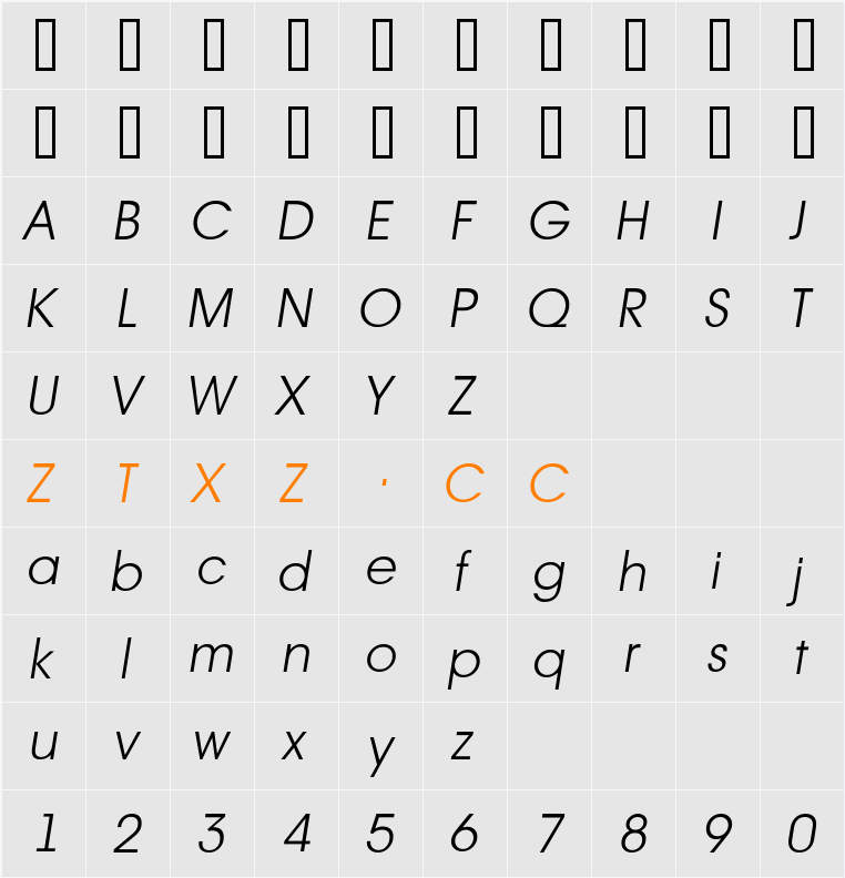 a_AvanteLt 字体映射图