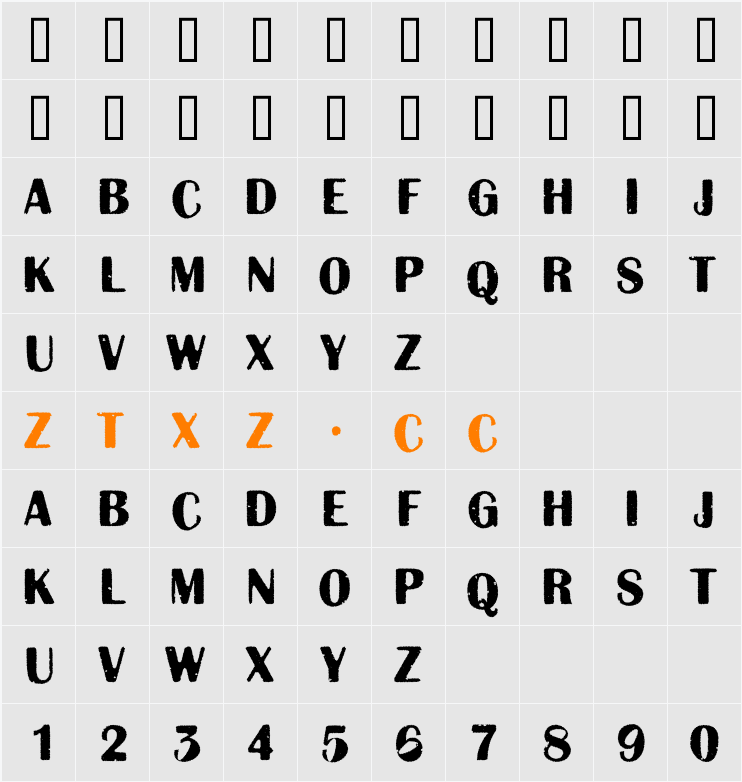 a_AlbionicTtlRg&Bt 字体映射图