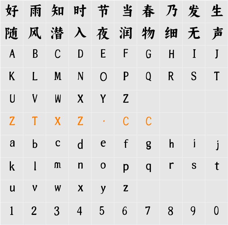 大萌宋 字体映射图