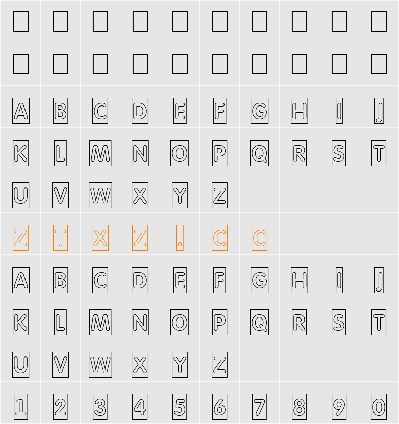 a_FuturaRoundTtlCmOtl 字体映射图
