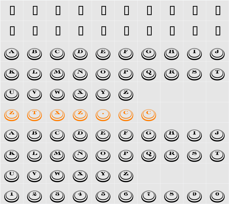 a_DiscoSerifDblDn3D 字体映射图