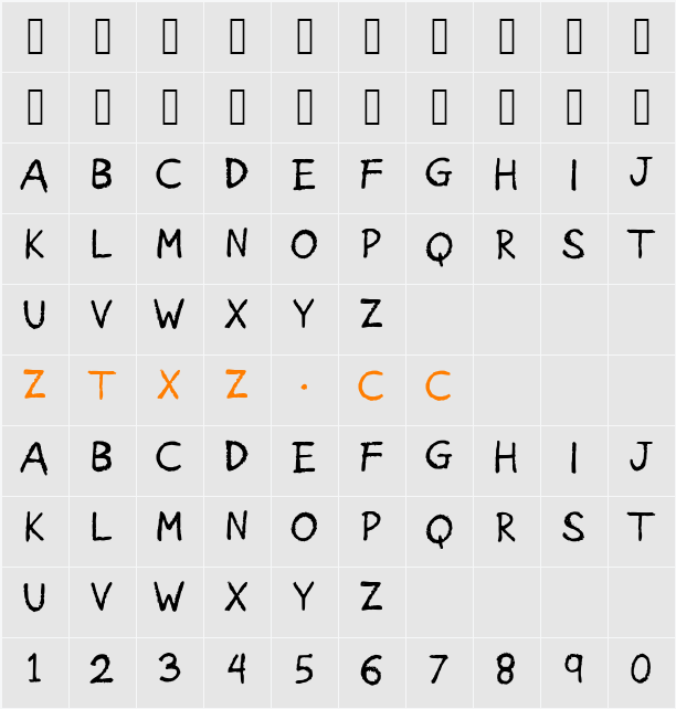 American_Grunge 字体映射图