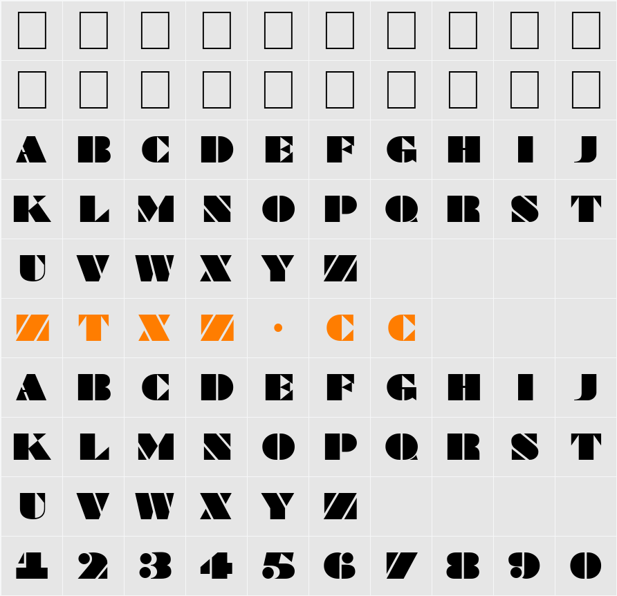a_BraggaTitul 字体映射图