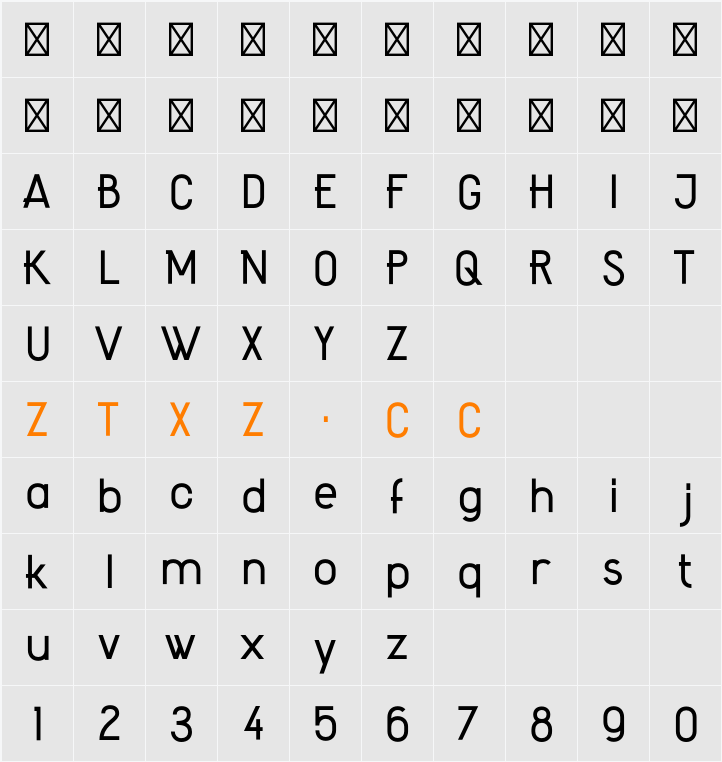 Amateur 字体映射图