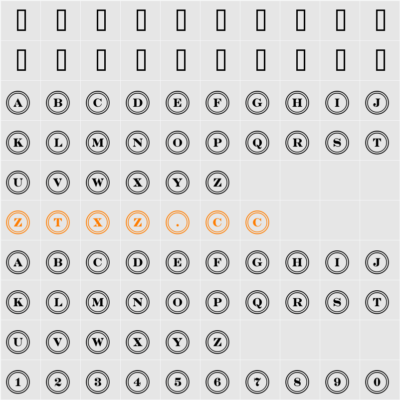 a_DiscoSerifDblOvl 字体映射图