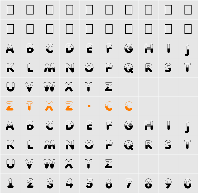 a_FuturaRoundTitulB&W 字体映射图