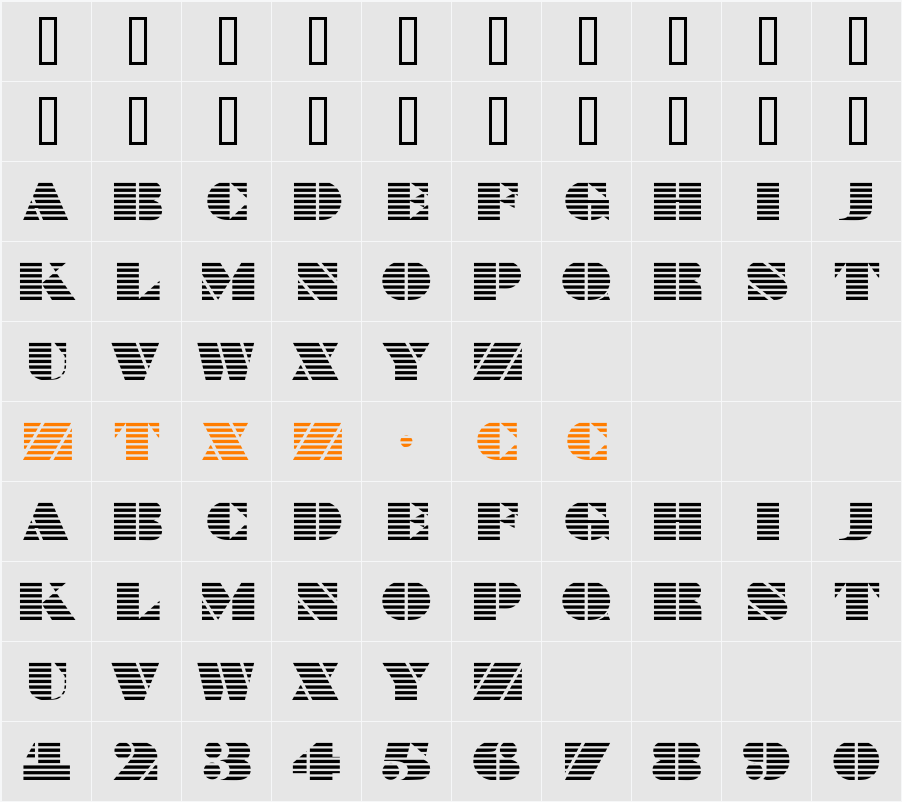 a_BraggaTitulMar 字体映射图