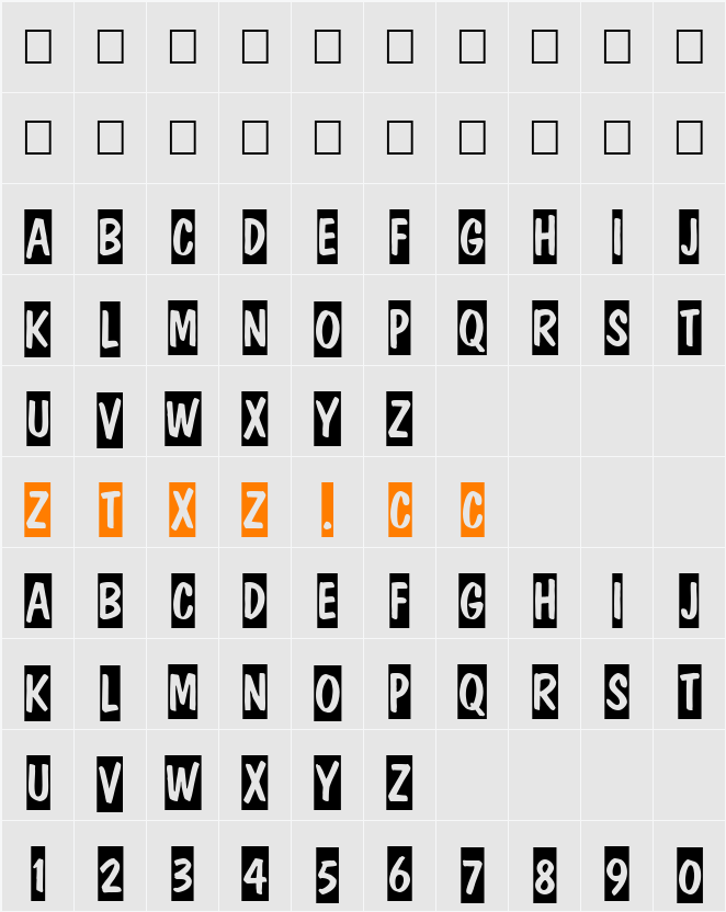 a_DomInoTitulCm 字体映射图