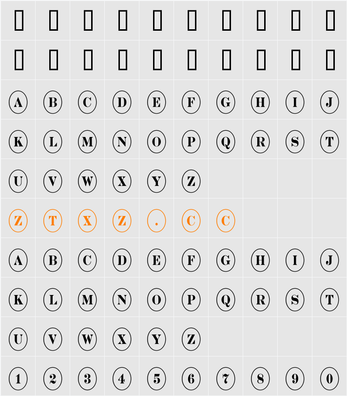 a_DiscoSerifNr 字体映射图