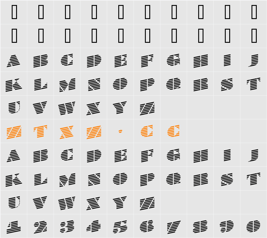 a_BraggaTitulMarUp 字体映射图