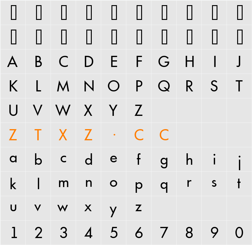 a_Futurica 字体映射图