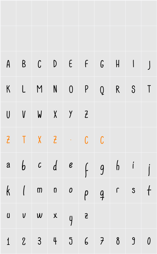 AC Wanita 字体映射图