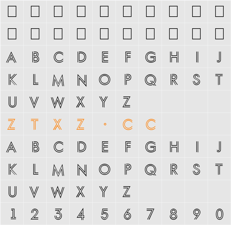 a_FuturaOrtoTitulInln 字体映射图