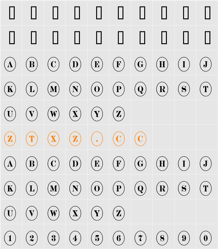 a_DiscoSerifNrOvl 字体映射图