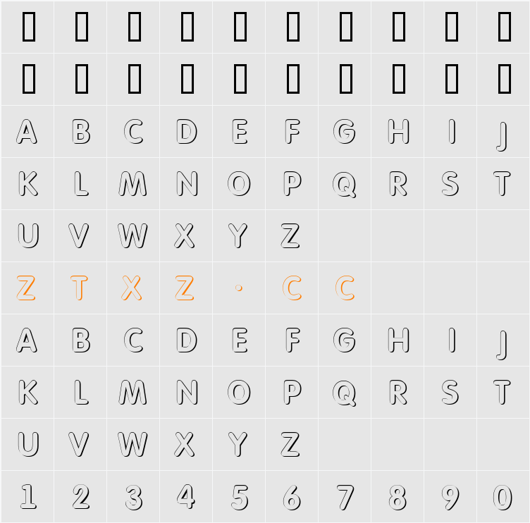 a_FuturaRoundTitulSh 字体映射图