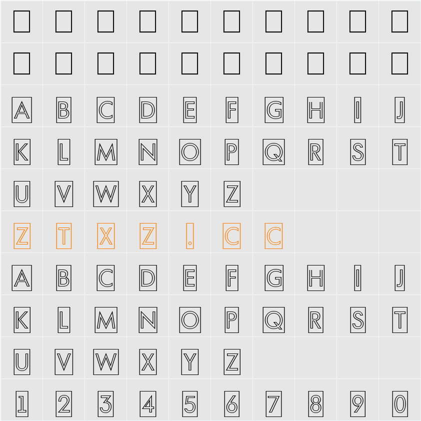 a_FuturaOrtoTitulCmOtl 字体映射图