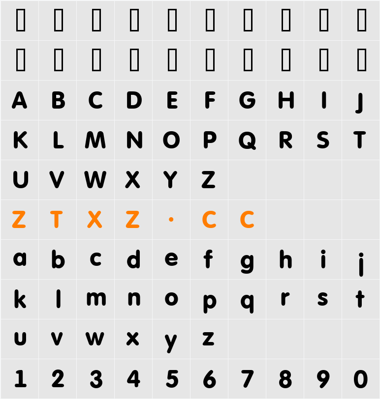 a_FuturaRound 字体映射图