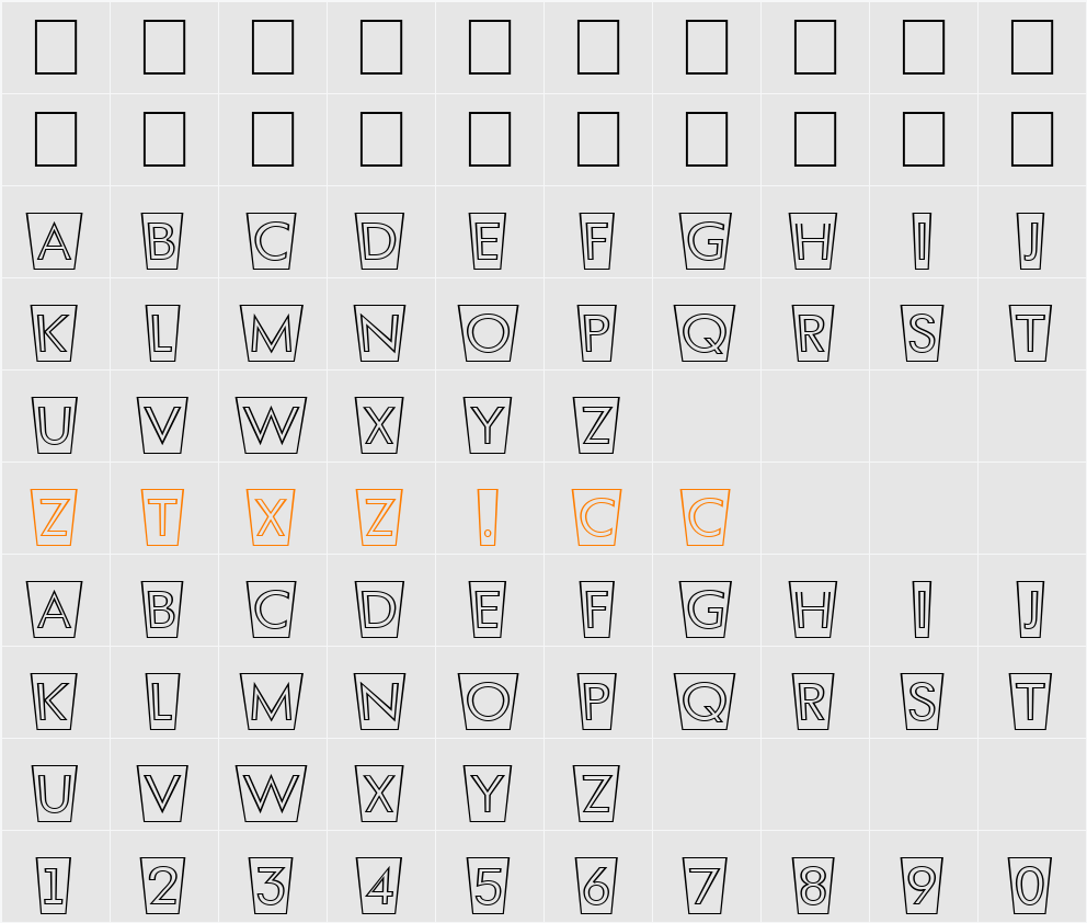 a_FuturaOrtoTtlCmSwOtl 字体映射图