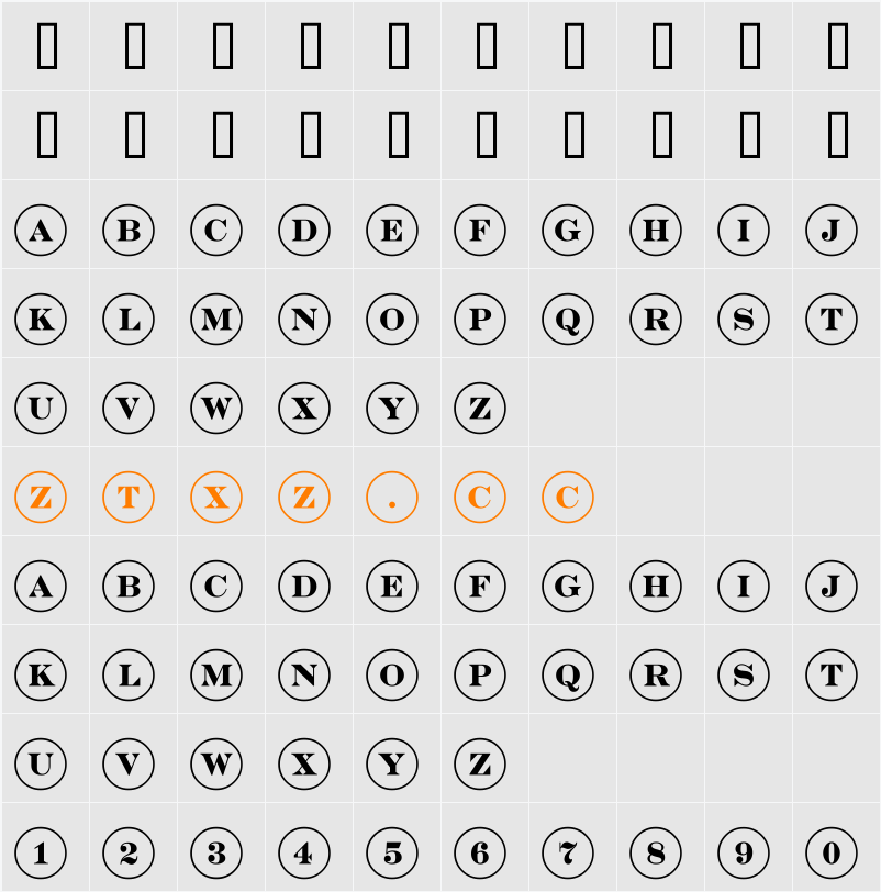 a_DiscoSerifOvl 字体映射图